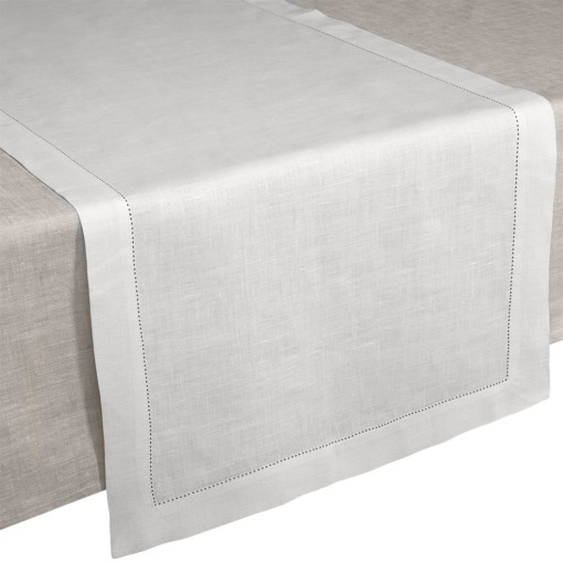 Runner in lino Made in Italy Ajour bianco panna 50x150cm