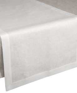 Runner in lino Made in Italy Cornice bianco panna 50x150cm