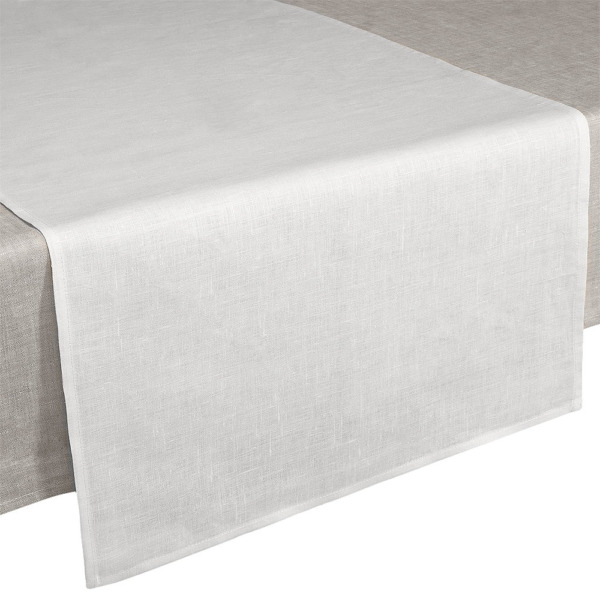 Runner in lino Made in Italy Moderno bianco panna 50x150cm