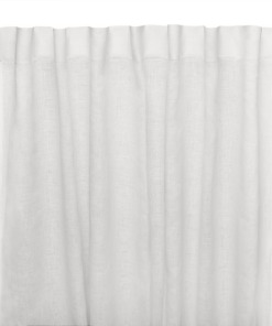 Tenda bastone o binario in lino Made in Italy Moderna bianco panna (150x300cm)