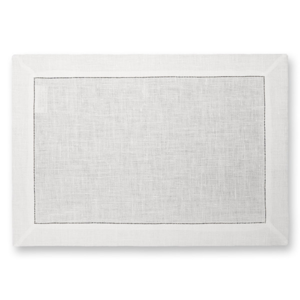 Tovaglietta americana in lino Made in Italy Ajour bianco panna 35x50cm
