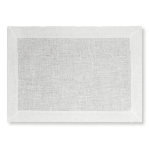Tovaglietta americana in lino Made in Italy Cornice bianco panna 35x50cm