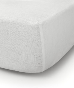 Lenzuolo sotto con angoli in lino Made in Italy Bianco Panna misure 80X200X30