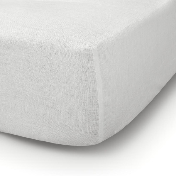 Lenzuolo sotto con angoli in lino Made in Italy Bianco Panna misure 180X200X30