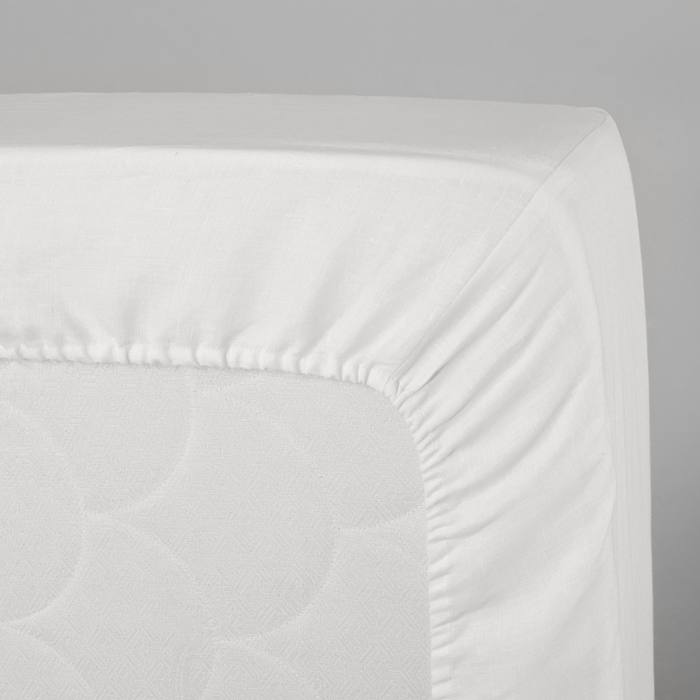 Lenzuolo sotto con angoli in lino Made in Italy Bianco Panna misure 160X200X30 Cuore di lino