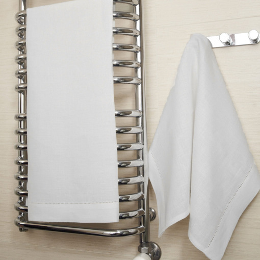 Telo bagno in lino Made in Italy Ajour bianco panna 100x160cm - immagine 8