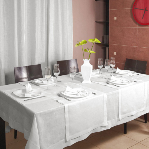 Tovaglia in lino Made in Italy Ajour bianco panna - immagine 3