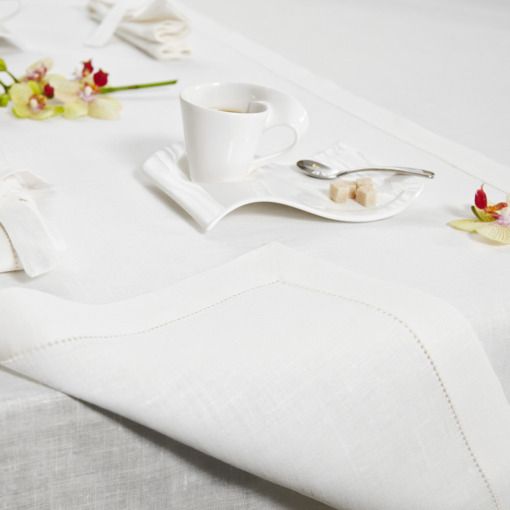 Runner in lino Made in Italy Ajour bianco panna 50x150cm - immagine 2
