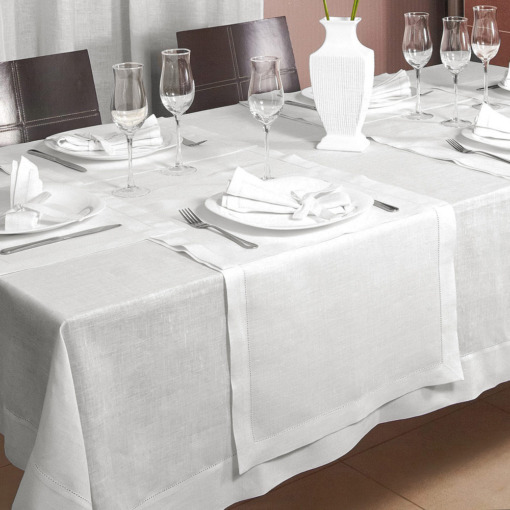 Runner in lino Made in Italy Ajour bianco panna 50x150cm - immagine 3