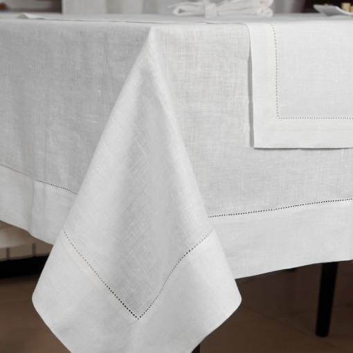 Tovaglia in lino Made in Italy Ajour bianco panna - immagine 2
