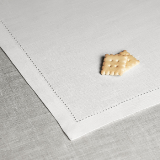 Cuore di lino - Tovagliolo in puro lino 100% Made in Italy Ajour Bianco Ottico 45X45cm - immagine 4
