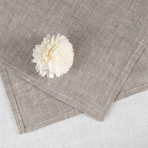 Tovagliolo in lino Made in Italy Moderno naturale 45x45cm - immagine 3