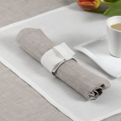 Tovagliolo in lino Made in Italy Moderno naturale 45x45cm - immagine 4
