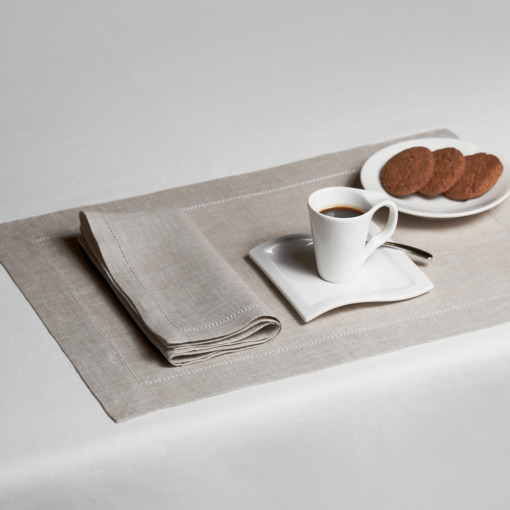 Tovaglietta americana in lino Made in Italy Ajour naturale 35x50cm - immagine 2