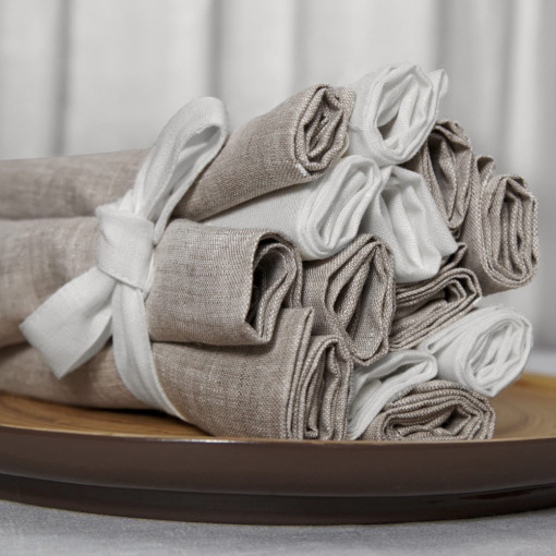 Tovagliolo in lino Made in Italy Moderno naturale 45x45cm - immagine 5