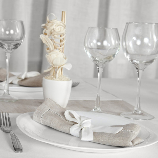 Tovagliolo in lino Made in Italy Ajour naturale 45x45cm - immagine 3