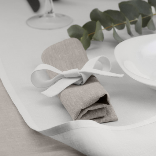 Tovagliolo in lino Made in Italy Moderno naturale 45x45cm - immagine 2