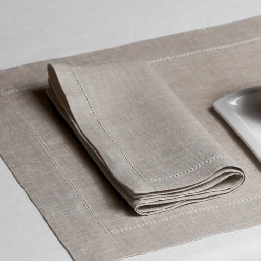Tovagliolo in lino Made in Italy Ajour naturale 45x45cm - immagine 2