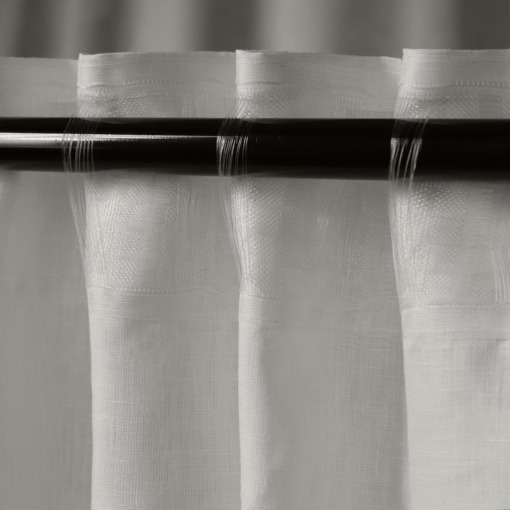 Tenda bastone o binario in lino Made in Italy Moderna bianco panna (150x300cm) - immagine 5