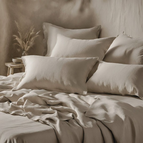 Cuore di lino - Federa letto 100% Puro Lino Made in Italy Collezione Ajour Naturale 50x80