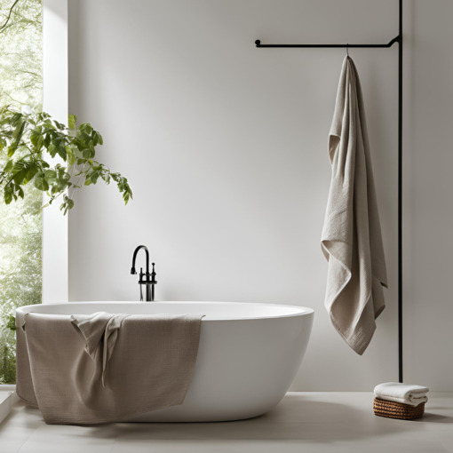 Asciugamano in lino Made in Italy Moderno Bianco Panna Misure 60X100 - immagine 16
