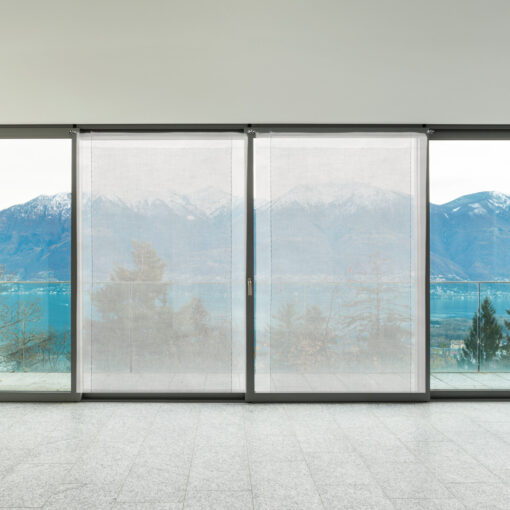 Tenda a vetro in lino Made in Italy Ajour 45x160 bianco panna - immagine 4