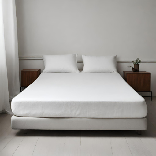 Lenzuolo sotto con angoli in lino Made in Italy Bianco Panna misure 170X200X30 - immagine 4