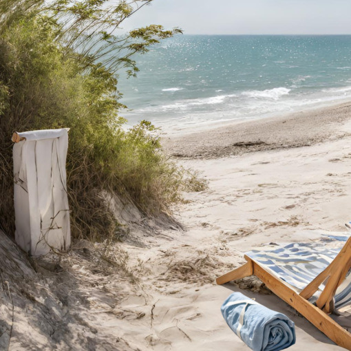 Telo Mare Singolo in Lino 100% Naturale - Leggero, Assorbente e Elegante - Ideale per una Vacanza di Stile (90X170 Retrò BLU) - immagine 5