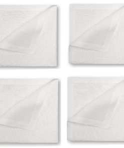 Cuore di Lino - Set di 4 Tovaglioli in Lino Bianco Ottico con Orlo a Cornice – Eleganza per Tavole Formali, 25x25 cm, Made in Italy