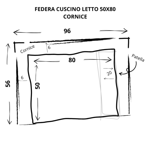 Cuore di lino - Federa letto 100% Puro Lino Made in Italy Collezione Ajour 50x80 16 Misure e Modello Federa Letto Cornice 50x80
