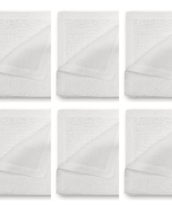 Cuore di Lino - Set di 6 Tovaglioli da Cocktail in Lino Bianco Ottico con Orlo a Cornice – Decorazioni per Tavola di Classe, 25x25 cm, Made in Italy