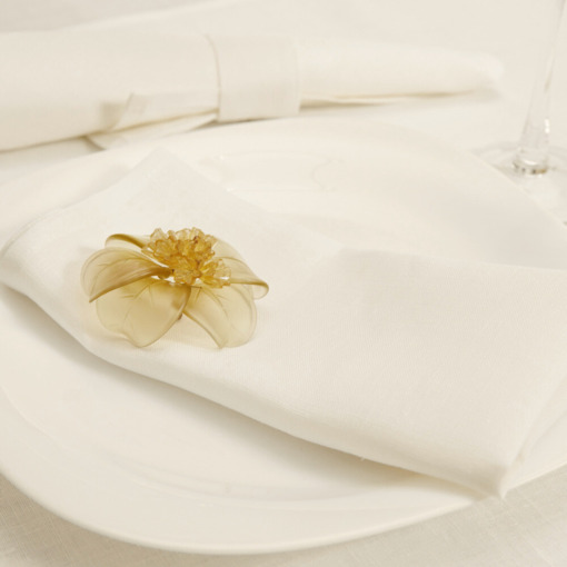 Tovagliolo in lino Made in Italy Moderno bianco panna 45x45cm - immagine 3