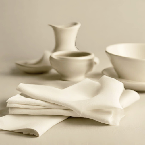 Tovagliolo in lino Made in Italy Moderno bianco panna 45x45cm - immagine 4