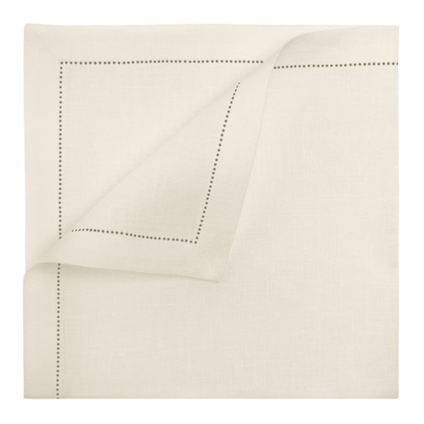 Tovagliolo in lino Made in Italy  Ajour bianco panna 45x45cm