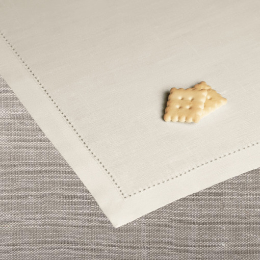Tovagliolo in lino Made in Italy  Ajour bianco panna 45x45cm - immagine 6