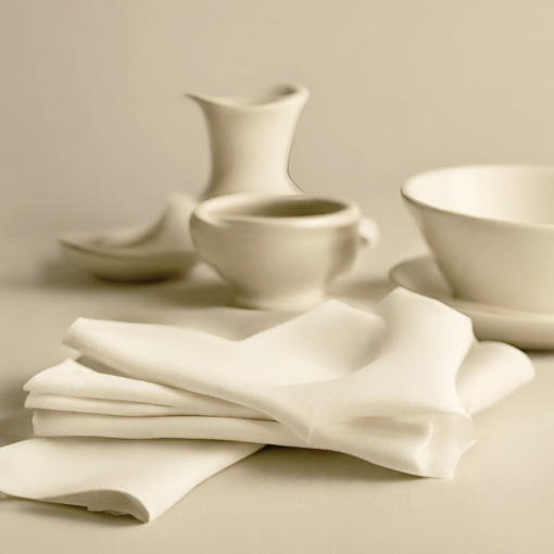 Tovagliolo in lino Made in Italy  Ajour bianco panna 45x45cm - immagine 4