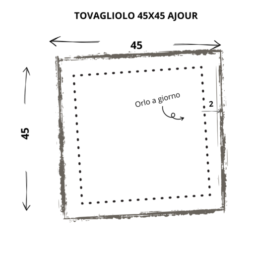 Tovagliolo in lino Made in Italy  Ajour bianco panna 45x45cm - immagine 3
