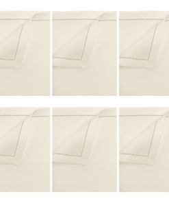 Cuore di Lino - Set di 6 Tovaglioli da Cocktail in Lino Bianco Panna – Orlo Ajour – Eleganza per Tavole Formali, 25x25 cm, Made in Italy