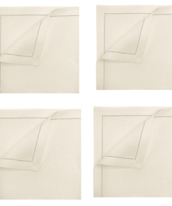 Cuore di Lino - Set di 4 Tovaglioli da Cocktail in Lino Bianco Panna – Orlo Ajour – Eleganza Naturale, 25x25 cm, Made in Italy