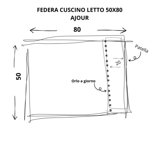 Federa letto in lino Made in Italy Ajour Bianco Panna 50x80cm - immagine 6