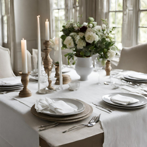 Tovaglia in lino Made in Italy Ajour bianco panna - immagine 5