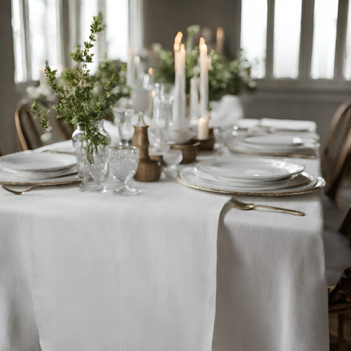 Tovaglia in lino Made in Italy Ajour bianco panna - immagine 6