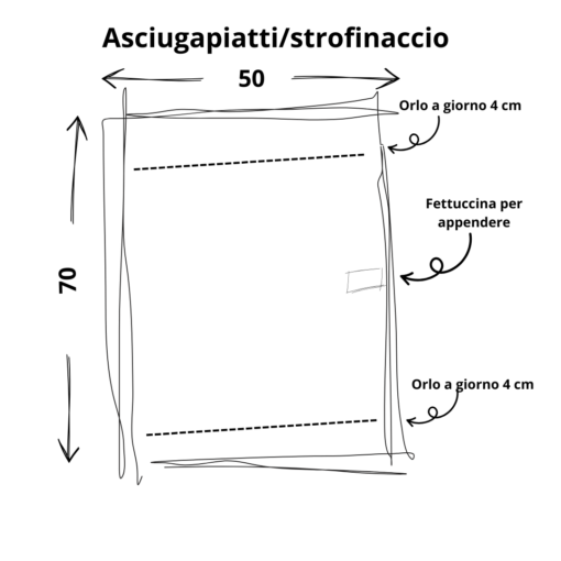 Asciugapiatti in lino Made in Italy Ajour Naturale 50x70cm - immagine 8