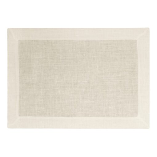 Tovaglietta americana in lino Made in Italy Cornice Bianco Panna 35x50cm