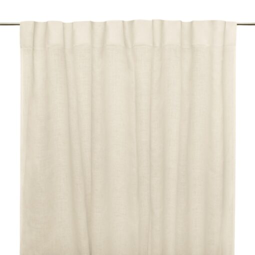 Tenda bastone o binario in lino Made in Italy Moderna Bianco Panna (150x300cm)
