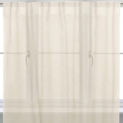 Tenda bastone o binario in lino Made in Italy Moderna Bianco Panna (150x300cm) - immagine 14