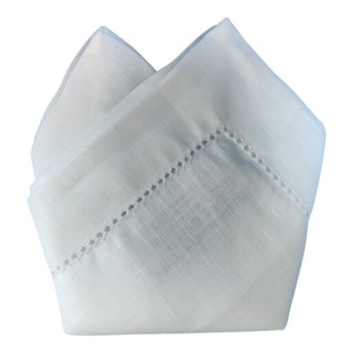 Cuore di lino - Fazzoletto da Taschino in Lino Bianco Ottico con Orlo Ajour 25x25 Made in Italy - immagine 2
