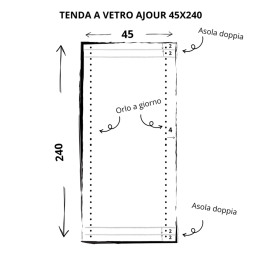 Cuore di lino - Tenda a Vetro in Puro Lino 100% Made in Italy Ajour Bianco Ottico - immagine 12