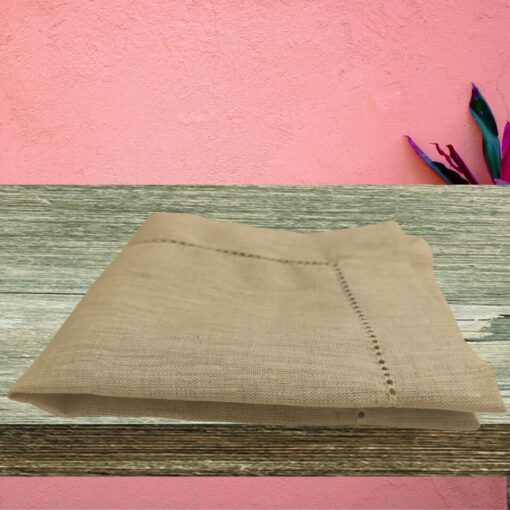 Cuore di Lino - Set di 6 Tovaglioli da Cocktail in Lino Naturale – Orlo Ajour – Eleganza per Tavole Formali, 25x25 cm, Made in Italy - immagine 2