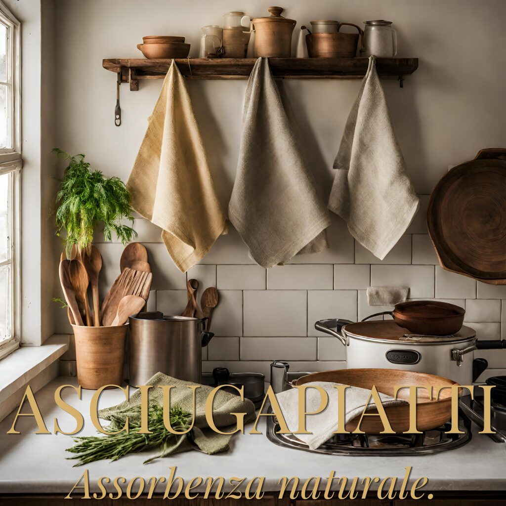 Biancheria per la cucina in puro lino realizzata in Italia